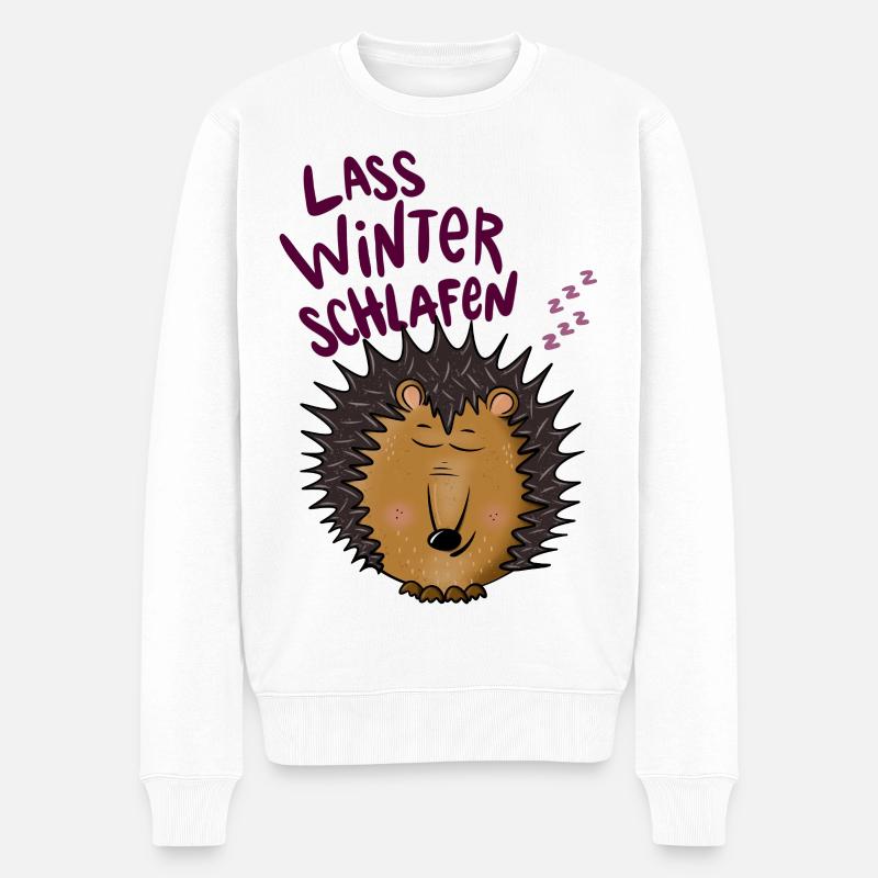 Igel im Winterschlaf - Männer Premium Bio Pullover - Weiß