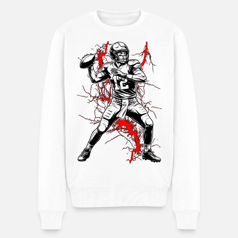 Quarterback im Blitzgewitter - Männer Premium Bio Pullover - Weiß