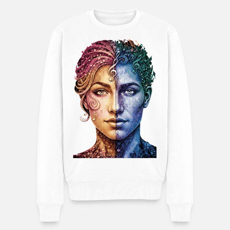 Music_is_equal - Pull Premium bio Homme - blanc