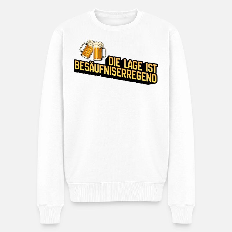 Die Lage ist Besäufniserregend - Männer Premium Bio Pullover - Weiß