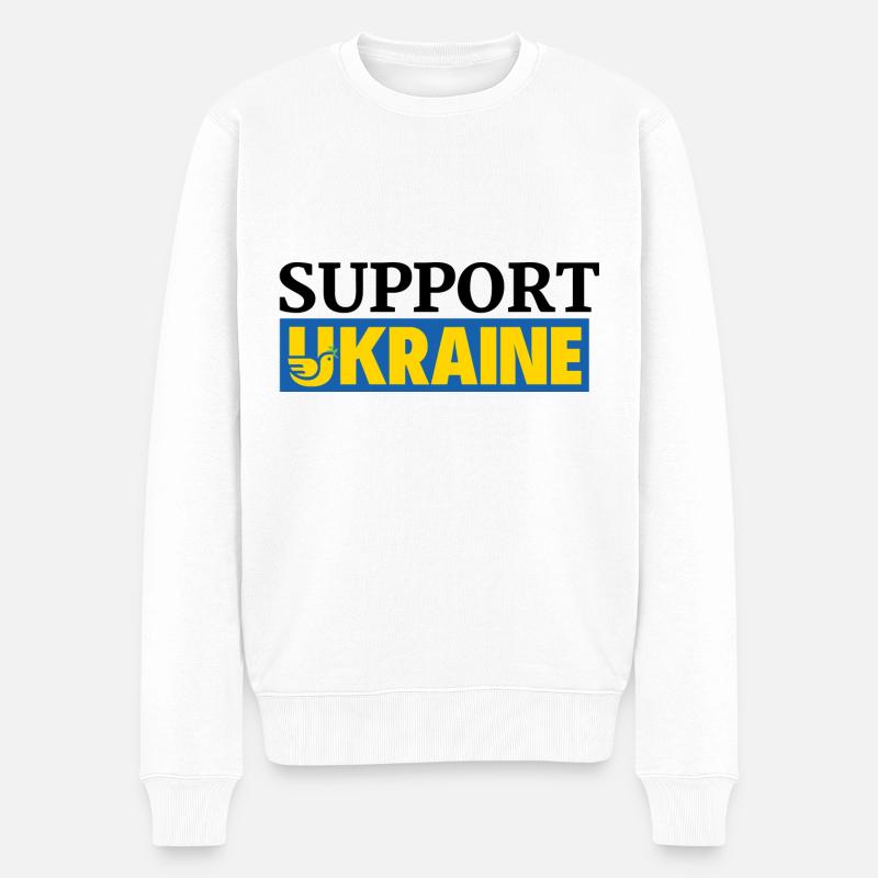 Ukraine - Männer Premium Bio Pullover - Weiß