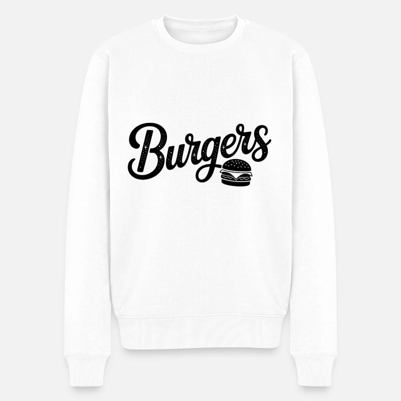 Burger - Cooles Fastfood-Logo - Männer Premium Bio Pullover - Weiß