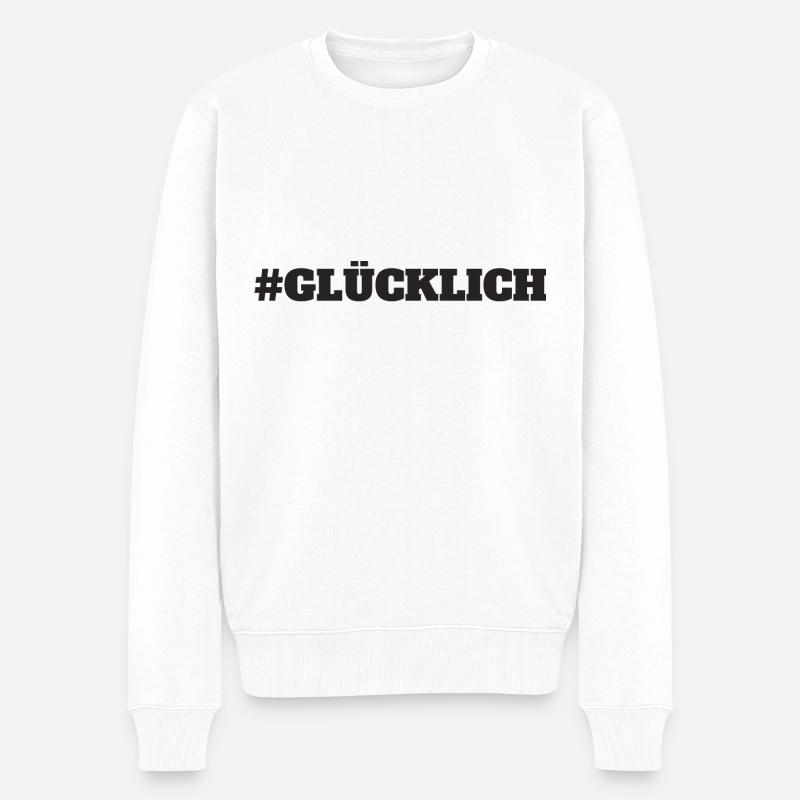 Glücklich Glück Liebe - Männer Premium Bio Pullover - Weiß