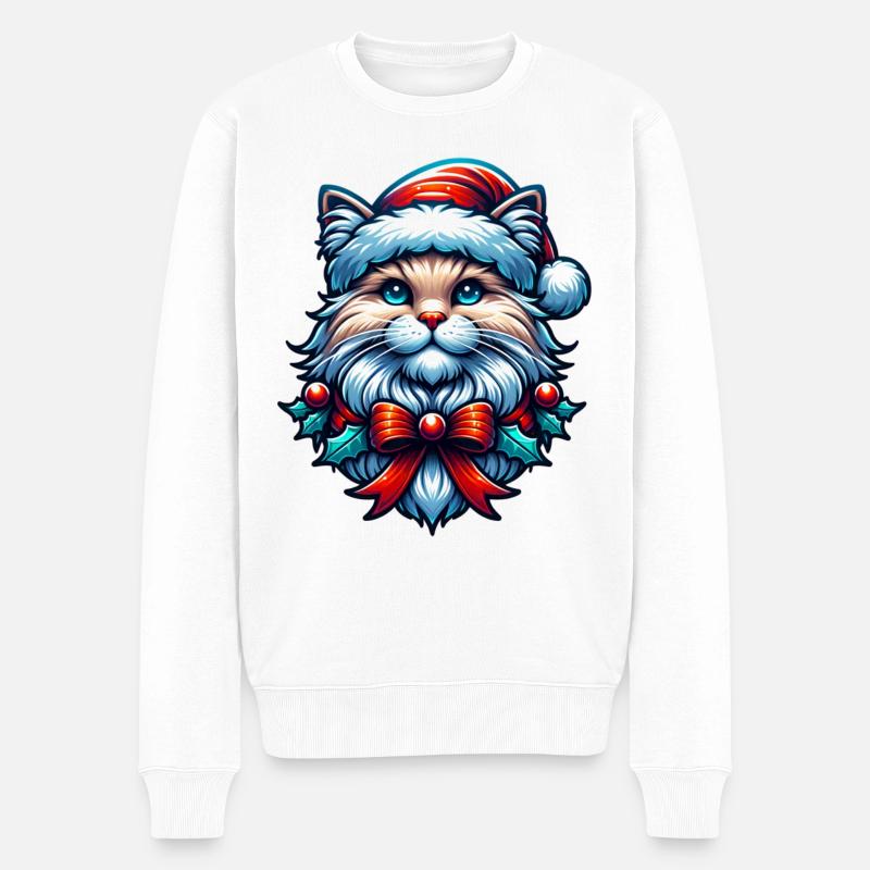 Noël chat - Pull Premium bio Homme - blanc