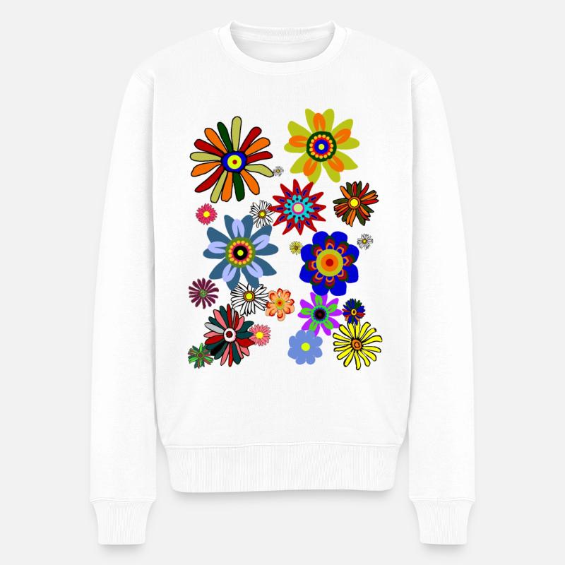 Flower Power & Blumen (Blümchen1.0) - Männer Premium Bio Pullover - Weiß