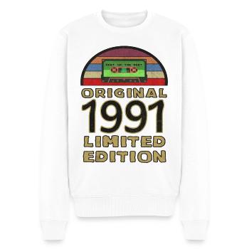 1991 Vintage Rétro - Pull Premium bio Homme - blanc - Devant - Thijin (182cm)
