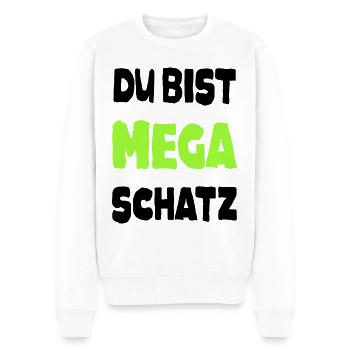 Spruch Mega Schatz Liebling Pärchen Liebe Super - Männer Premium Bio Pullover - Weiß - Vorne - Thijin (182cm)