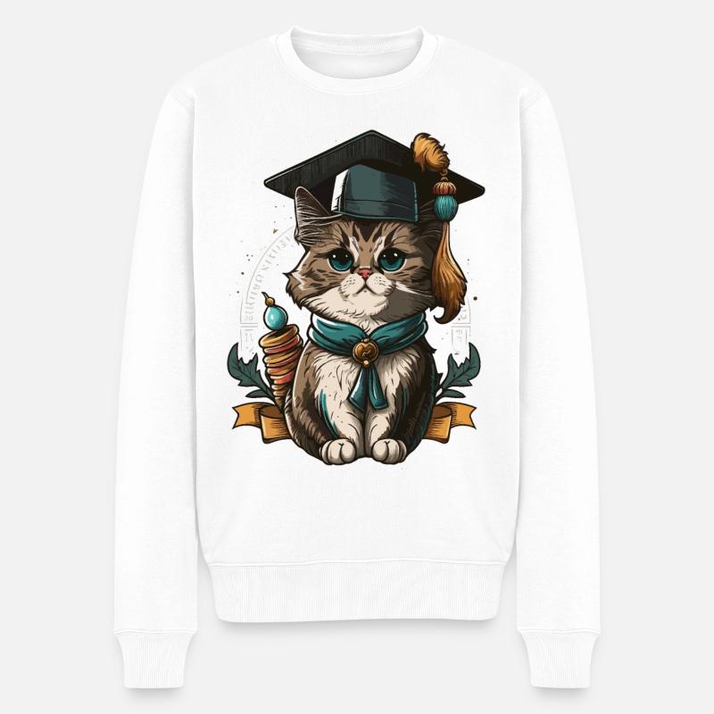 Chat intelligent - Pull Premium bio Homme - blanc