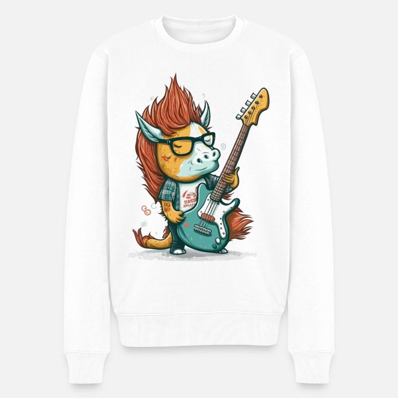 Rock auf Einhorn - Männer Premium Bio Pullover - Weiß
