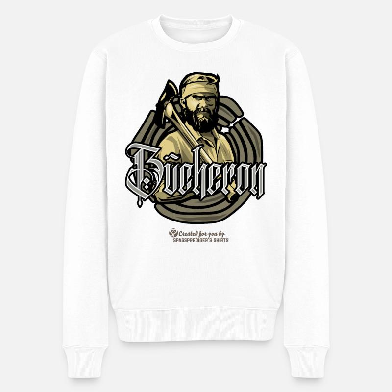 Holzfäller Design Bûcheron - Männer Premium Bio Pullover - Weiß