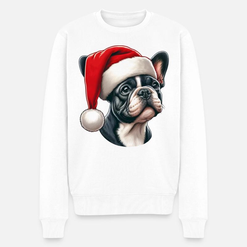 Frenchie Le Père Noël - Pull Premium bio Homme - blanc