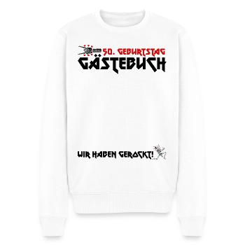 Gästebuch 50. Geburtstag Rock Fans Party Shirt - Männer Premium Bio Pullover - Weiß - Vorne - Thijin (182cm)