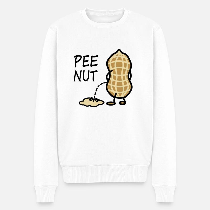 Pee Nut - die pinkelnde Erdnuss - Männer Premium Bio Pullover - Weiß