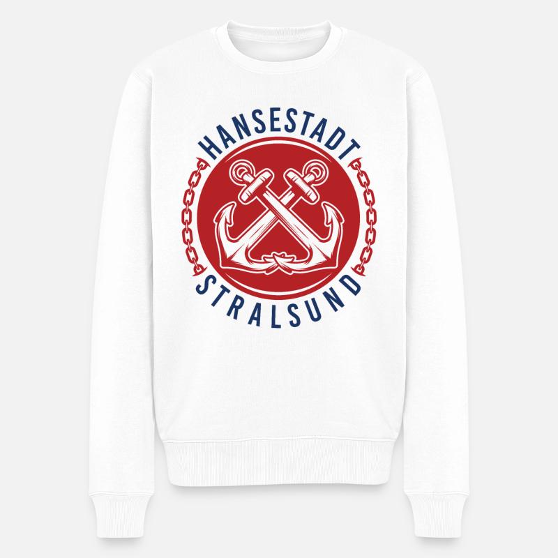 Hansestadt Stralsund - Männer Premium Bio Pullover - Weiß