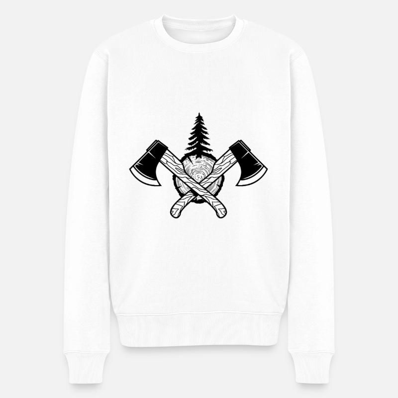 Idée cadeau bûcheron forestier - Pull Premium bio Homme - blanc