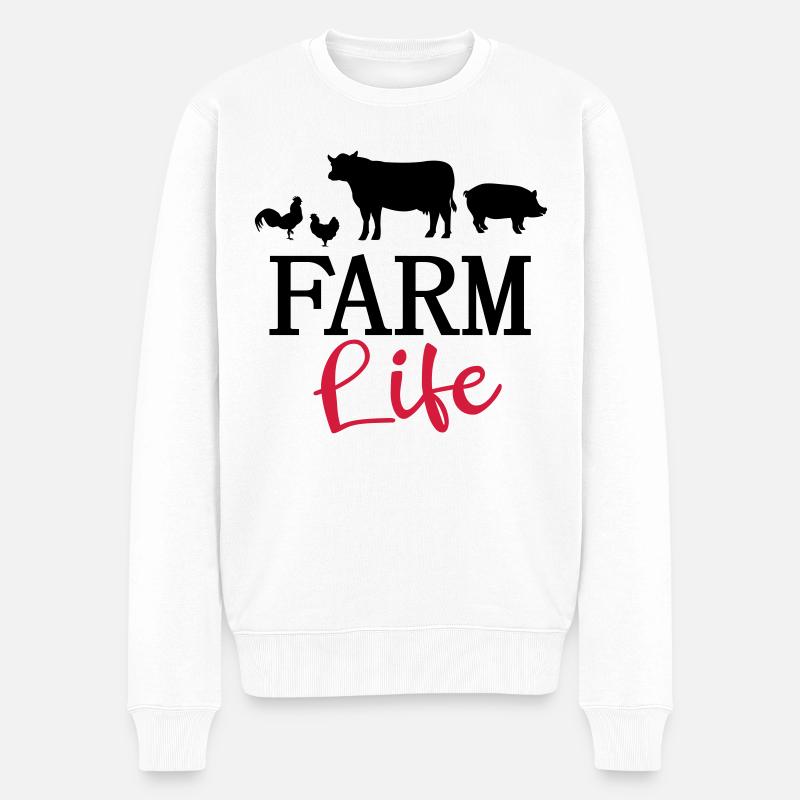 La vie à la ferme fermier fermier vache poulet - Pull Premium bio Homme - blanc