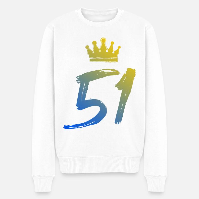 51 Zahl Krone - Männer Premium Bio Pullover - Weiß