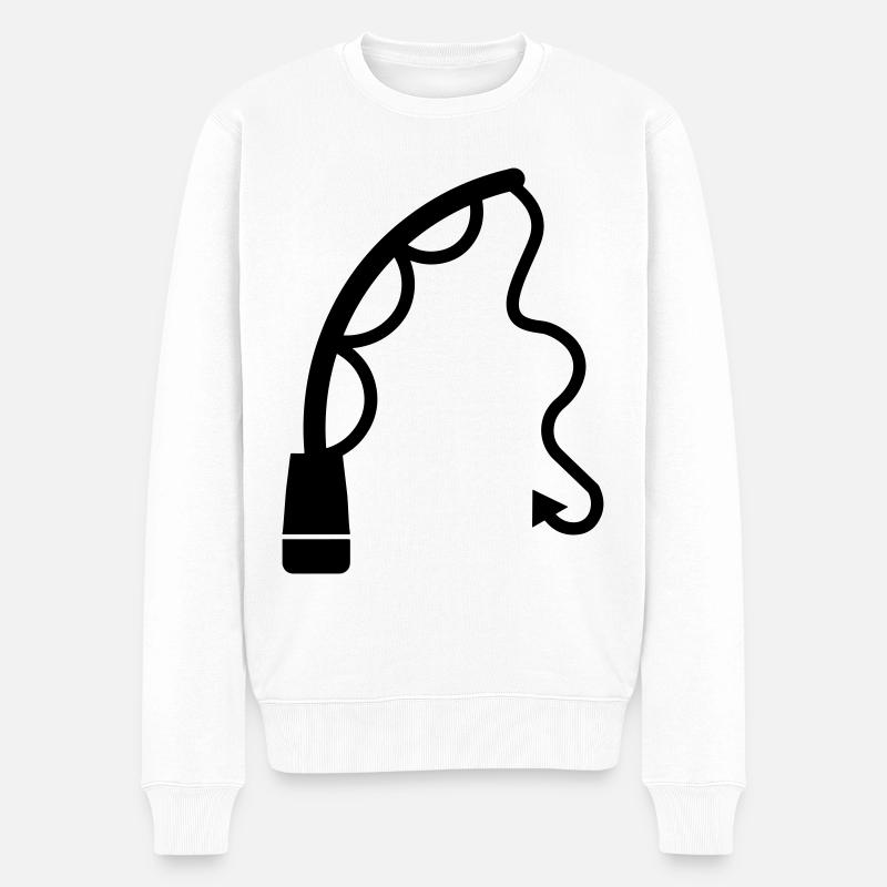 Angelrute angeln icon - Männer Premium Bio Pullover - Weiß