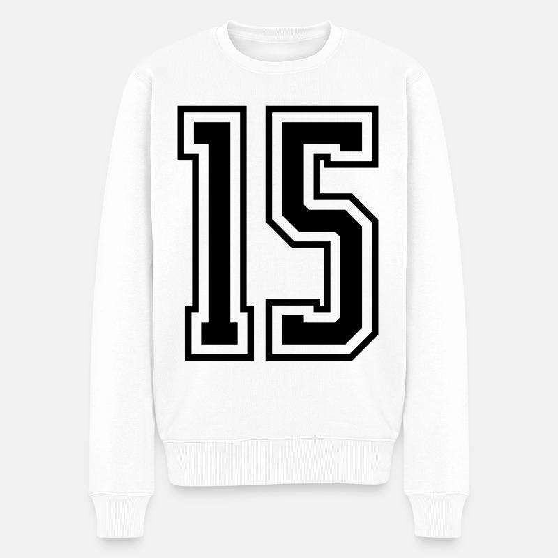 15 Zahl nummer - Männer Premium Bio Pullover - Weiß