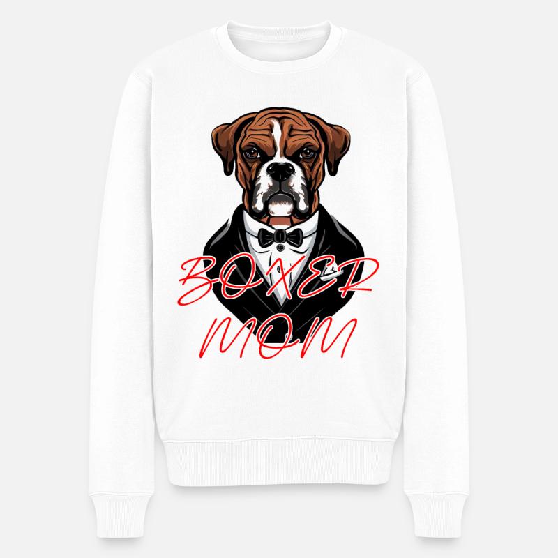 BOXER-MUTTER - Männer Premium Bio Pullover - Weiß