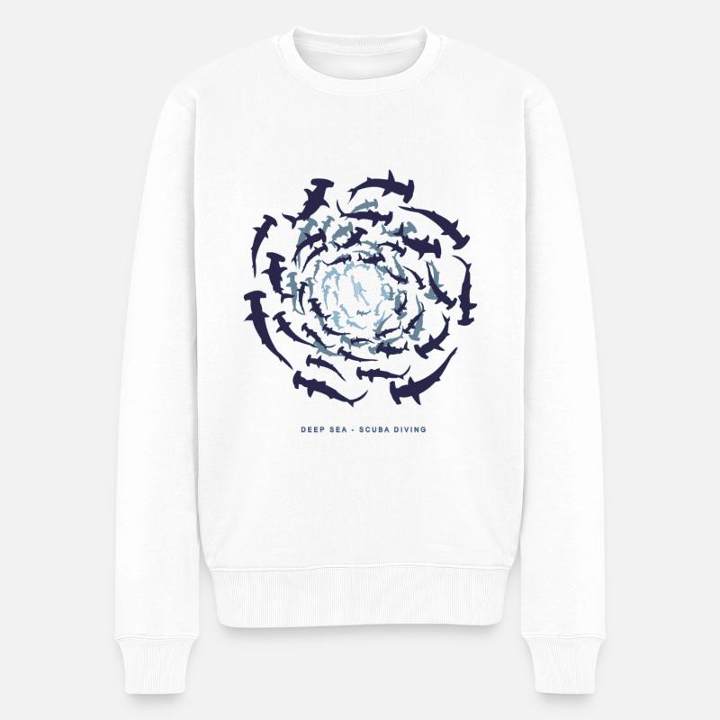 Grandes mers - Plongée sous-marine - Requin-marteau - Pull Premium bio Homme - blanc