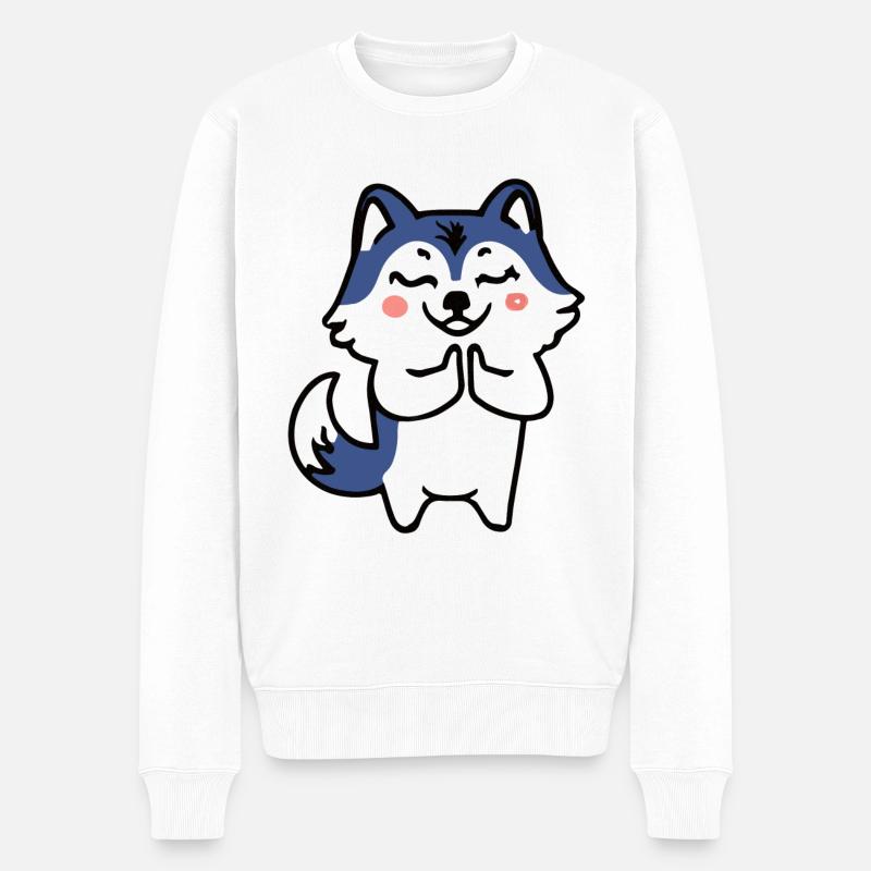 Husky Namaste Dog Cadeau Malamute - Pull Premium bio Homme - blanc