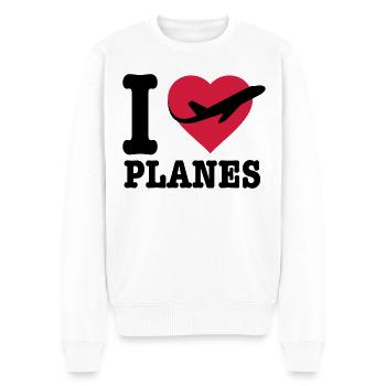 I love planes - black - Männer Premium Bio Pullover - Weiß - Vorne - Thijin (182cm)