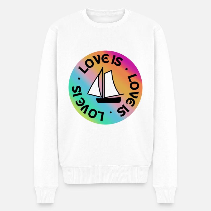 Segeln: Liebe ist. - Männer Premium Bio Pullover - Weiß