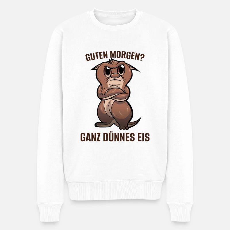 Guten Morgen Otter Lustig Witzig Spruch - Männer Premium Bio Pullover - Weiß