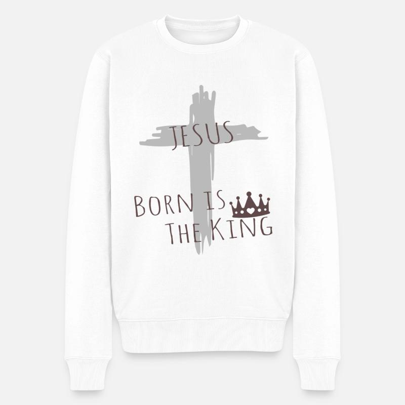 Jésus - Né est le roi - Pull Premium bio Homme - blanc