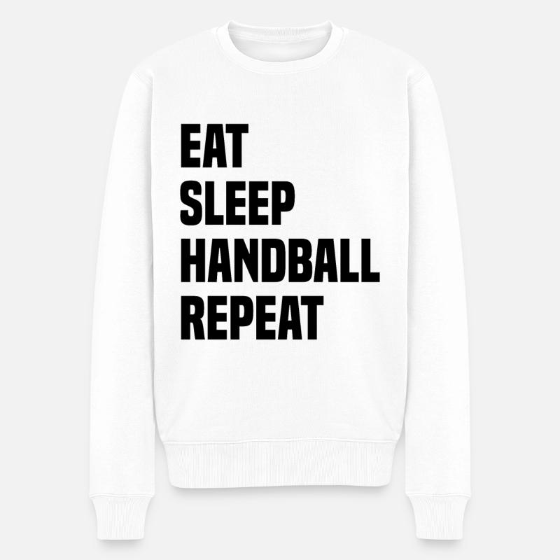 Eat Sleep Handball Repeat - Männer Premium Bio Pullover - Weiß
