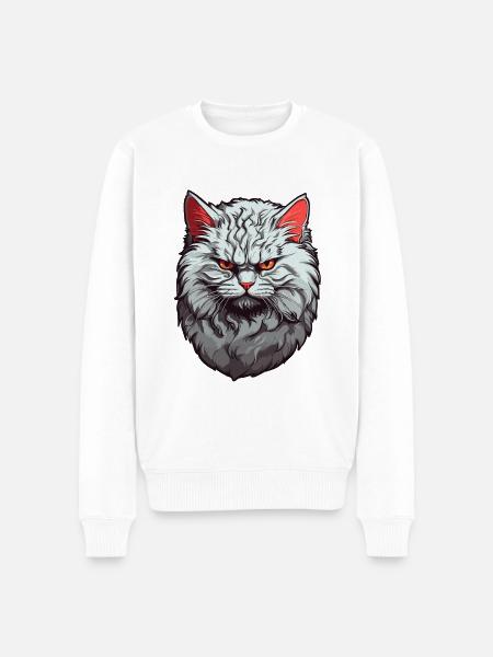 Grumpy Katze Grau - Männer Premium Bio Pullover - Weiß