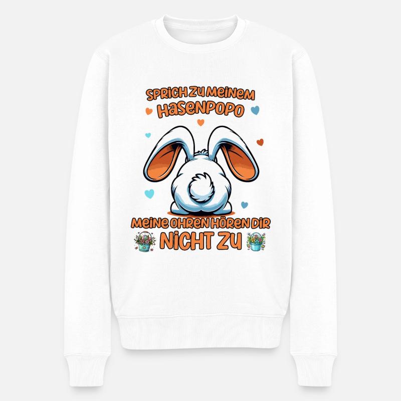 Oster Hasen Sprüche Osterhase von hinten Ostereier - Männer Premium Bio Pullover - Weiß