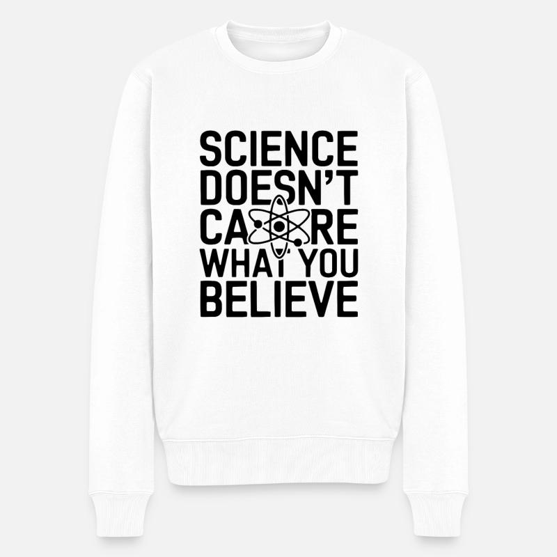 Science vs. Foi - Proverbes athées - Pull Premium bio Homme - blanc
