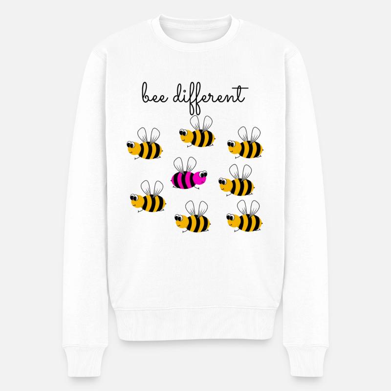 bee different - sei anders - sei du selbst - Biene - Männer Premium Bio Pullover - Weiß