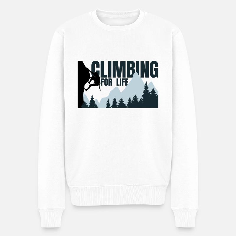 Escalader pour la vie - Escalader les montagnes d’alpinisme - Pull Premium bio Homme - blanc