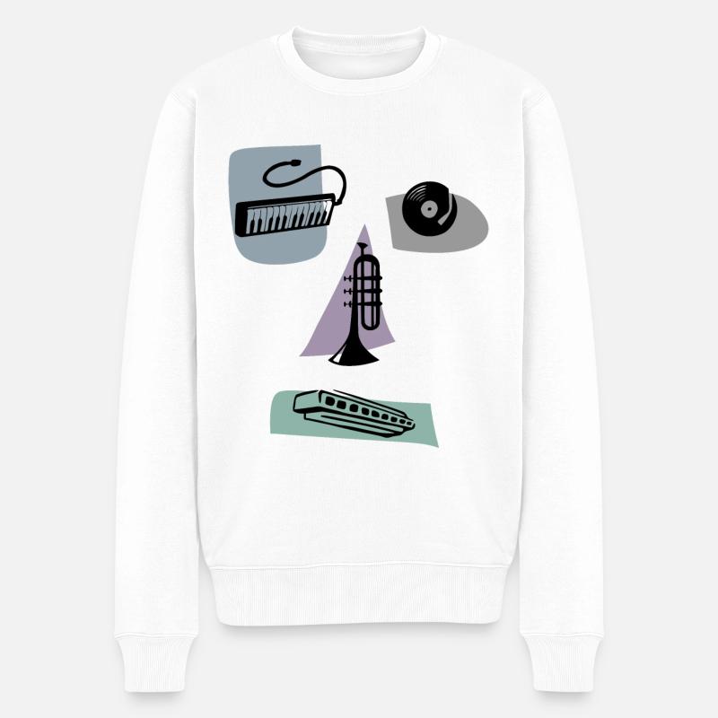 musikalisches Gesicht - Männer Premium Bio Pullover - Weiß