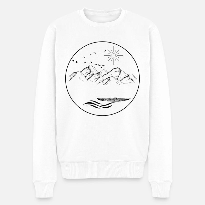 Der See am Berg - Männer Premium Bio Pullover - Weiß