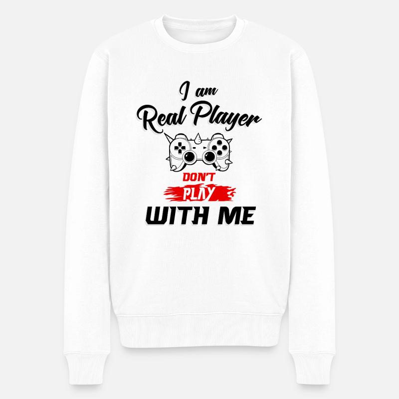 Real Player Gamer Design - Männer Premium Bio Pullover - Weiß