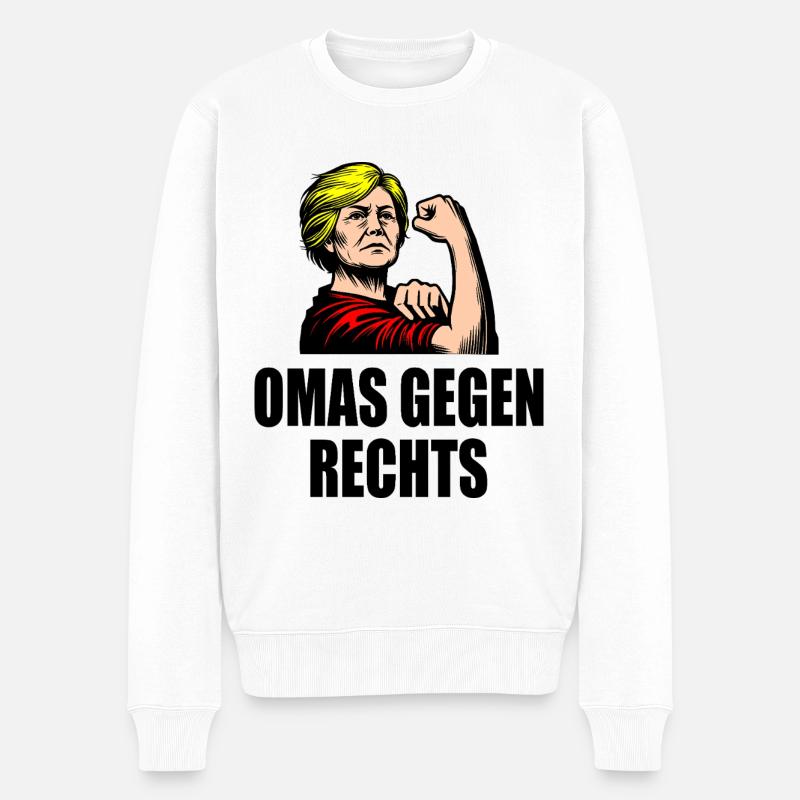 Omas gegen rechts - Männer Premium Bio Pullover - Weiß