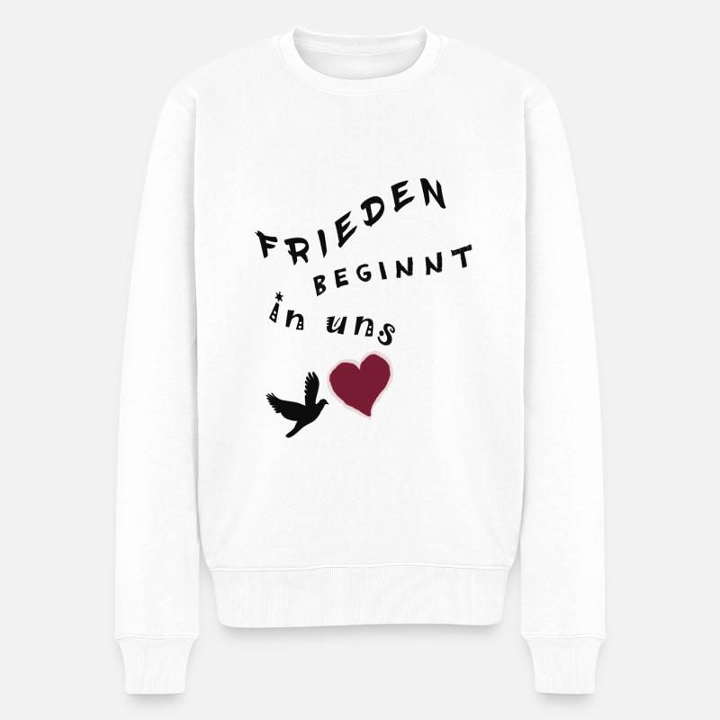 Frieden beginnt in uns - Männer Premium Bio Pullover - Weiß