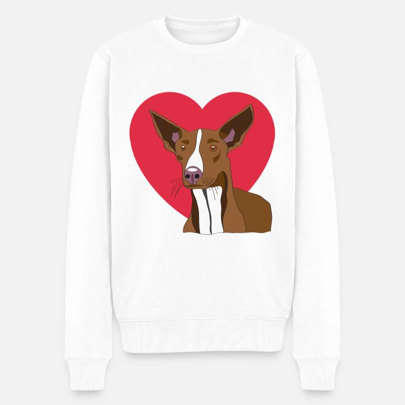 Podenco mit Herz - Männer Premium Bio Pullover - Weiß