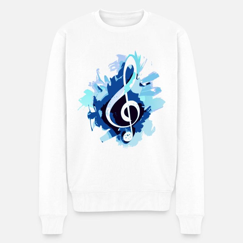 Musik Notenschlüssel - Männer Premium Bio Pullover - Weiß