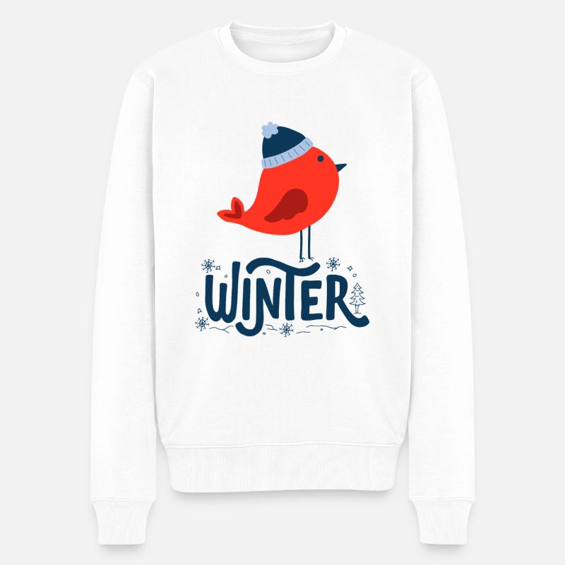 SNOW TIME Hiver oiseau Noël ski SWEATSHIRT TSHIRT - Pull Premium bio Homme - blanc