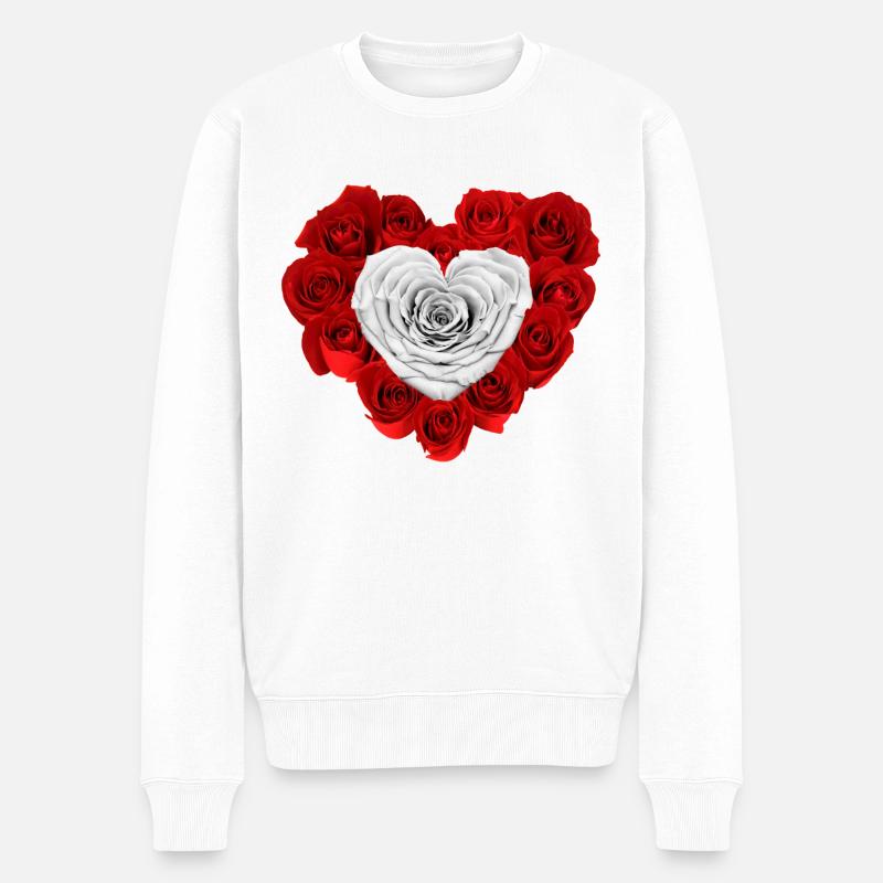 Herz der Rosen - Männer Premium Bio Pullover - Weiß
