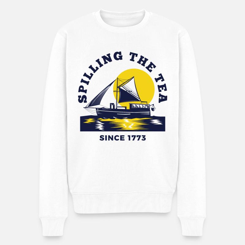 Den Tee verschütten seit 1773 Geschichtslehrerin - Männer Premium Bio Pullover - Weiß