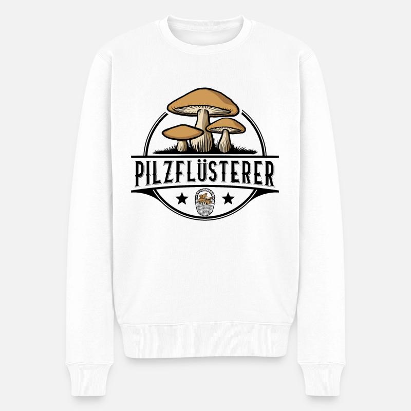 PILZFLÜSTERER PILZEFLÜSTERER PILZE SAMMELN - Männer Premium Bio Pullover - Weiß