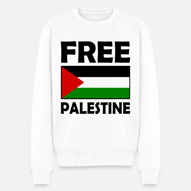Free palestine - Männer Premium Bio Pullover - Weiß