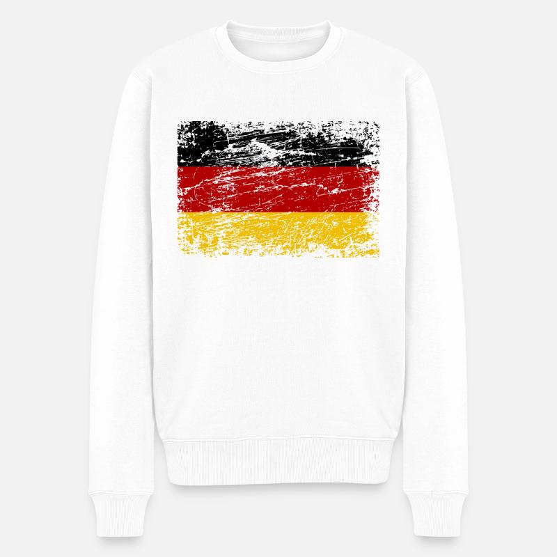 Deutsche Flagge im Vintage-Stil - Männer Premium Bio Pullover - Weiß