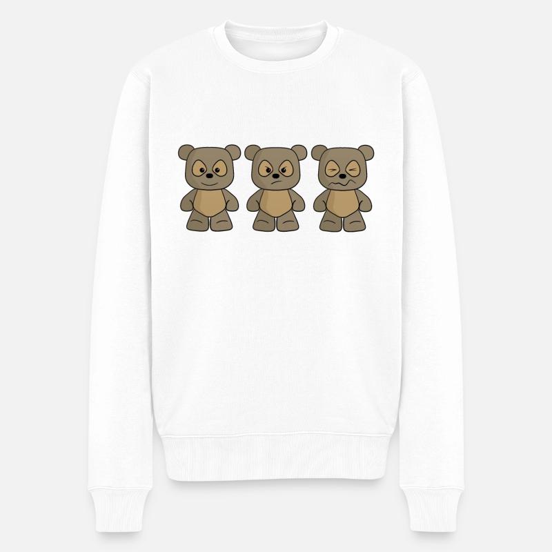 THREE BEARS - Männer Premium Bio Pullover - Weiß